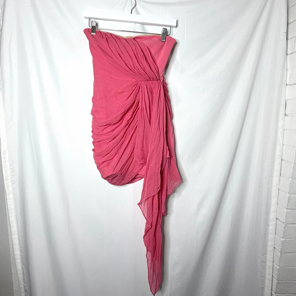 Cinq à Sept Yuki Pink Strapless Ruched Mini Dress Size 0 - Picture 3 of 8